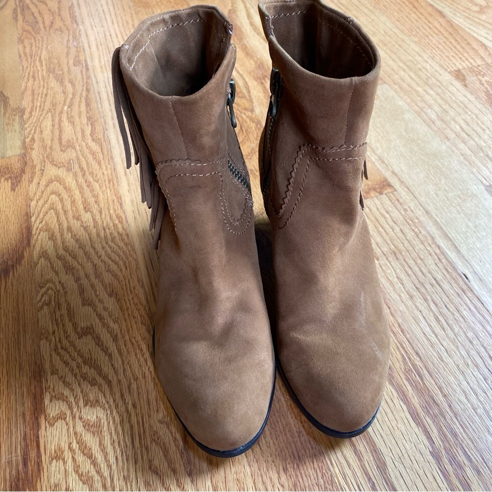 Sam Edelman Boots Women’s 6.5 Leather Suede Fringe Louie Side Zip Western - Picture 4 of 12